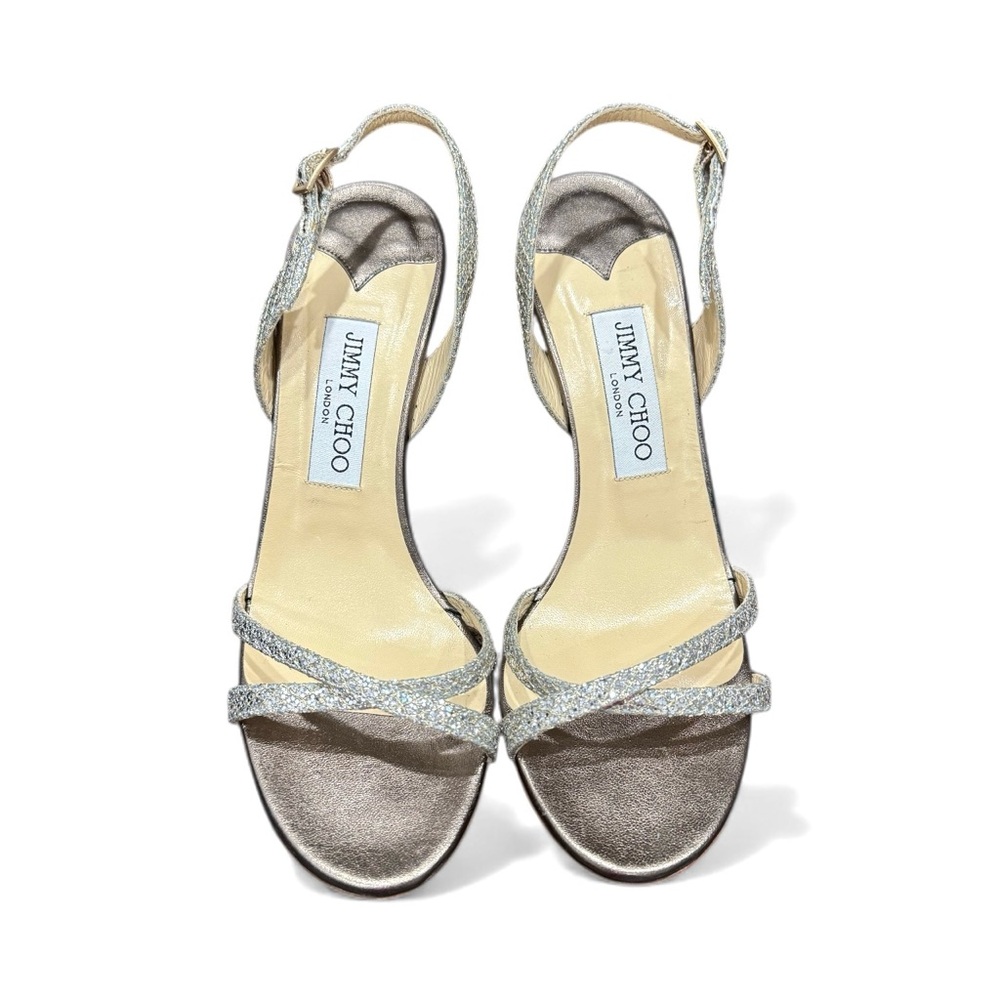 🆕 Jimmy Choo Silver Sandals Strappy Glitter